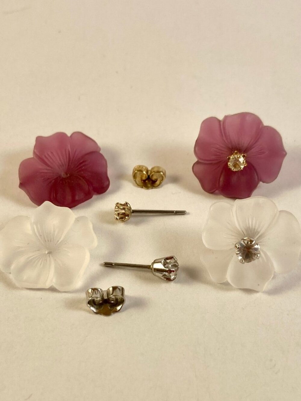 Vintage Avon Interchangeable Frosted Flower Earrings (2 pairs)